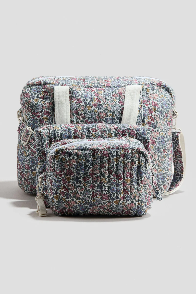 اتش اند ام طقم حقيبة لتغيير الحفاضات مبطن من 3 قطع